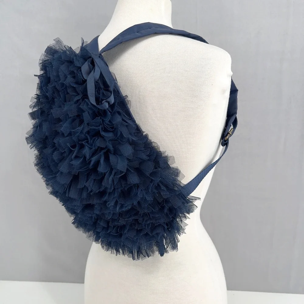 J Crew Crewcuts Tulle Ruffle Drawstring Backpack‎ Navy Blue Whimsical Fairycore